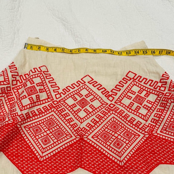 THML CREAM WITH RED EMBROIDERY SKIRT BOHO SIDE ZIP SIZE M NWT! - Picture 7 of 7